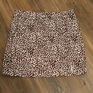 SHEIN Brown and Cream Animal Print Mini Skirt